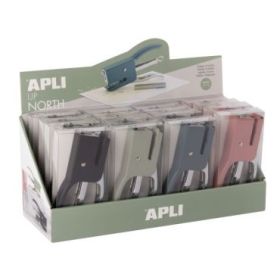 Apli Up North Expositor con 16 Grapadoras de Tenaza con 50 Grapas Nº10 cada Una - Diseño Ergonomico - Colores Surtidos