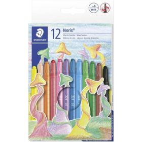 Staedtler Noris 221 Pack de 12 Ceras Giratorias - Diametro 6mm - Resistencia a la Rotura - Colorantes Alimenticios - Colores Sur