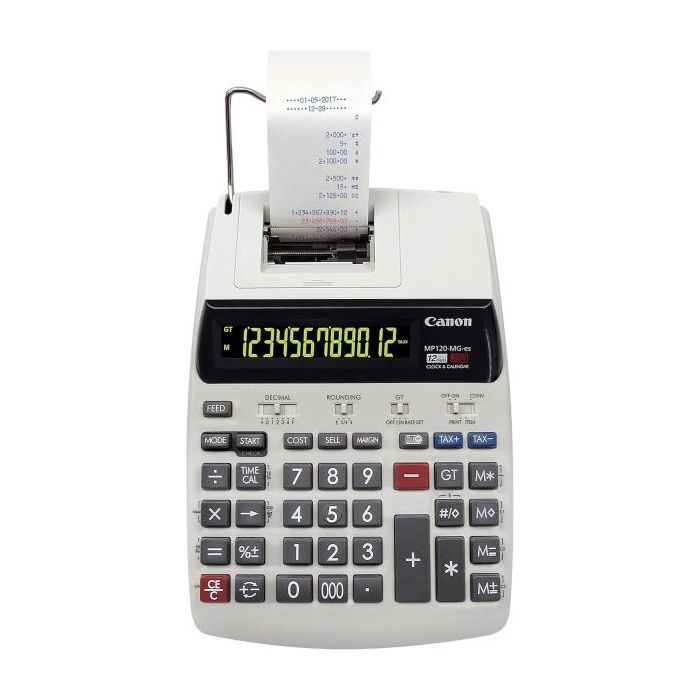 Canon MP120-MG-ES  Calculadora de Impresion con Pantalla LCD de 1 Linea 12 Digitos - Impresion en Negro y Rojo - Diseño de Tecla