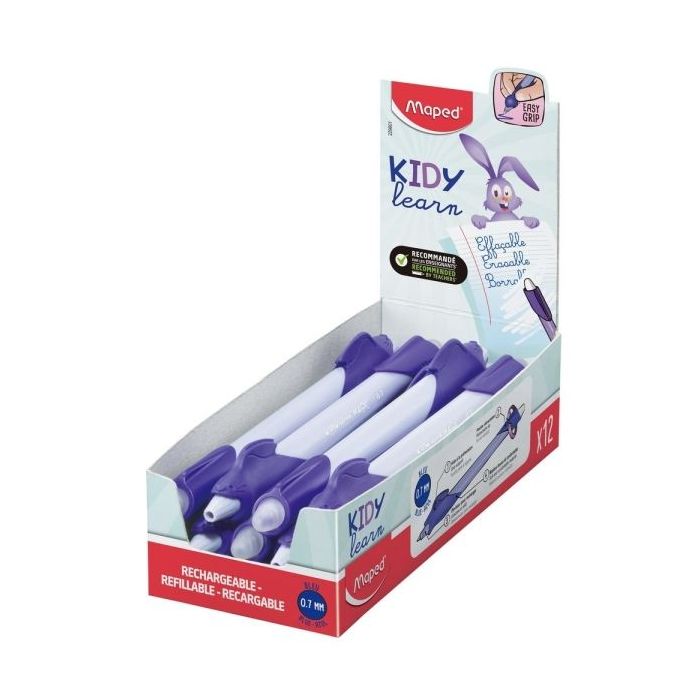 Maped Kidy Lern Magic Boligrafo Borrable con Guia para Dedos - Modelo Conejo - Tinta Color Azul - Recomendado para Niños de 4 a