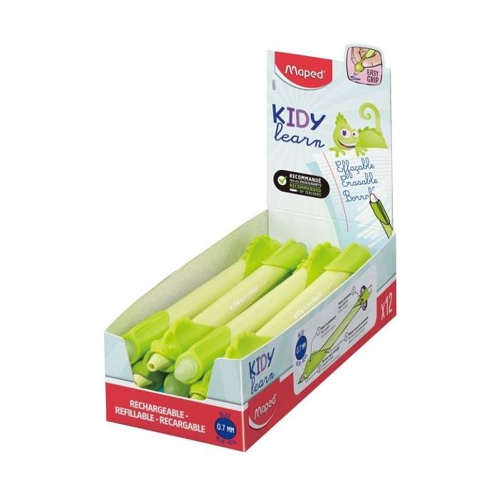 Maped Kidy Lern Magic Boligrafo Borrable con Guia para Dedos - Modelo Camaleon - Tinta Color Azul - Recomendado para Niños de 4