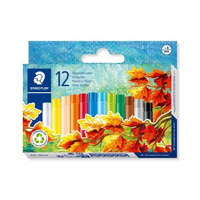 Staedtler Noris 241 Pack de 12 Ceras Blandas - Diametro 8mm - Resistencia a la Rotura - Colores Surtidos