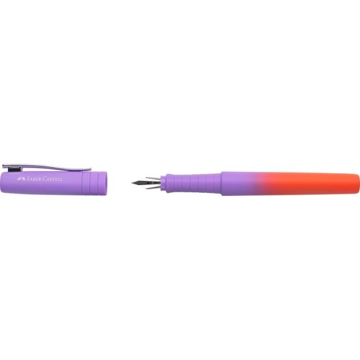 Faber-Castell Poly Ball Flow Edition Punchy Melon Pluma Estilografica - Ancho del Plumin Medio - Suave al Tacto - Color Lila/Roj