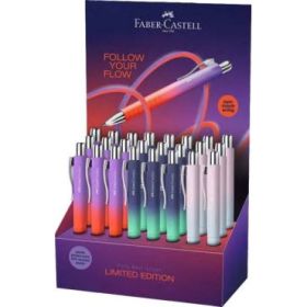 Faber-Castell Poly Ball Flow Edition Expositor con 24 Boligrafos Retractiles XB - Forma Triangular Ergonomica - Suave al Tacto -