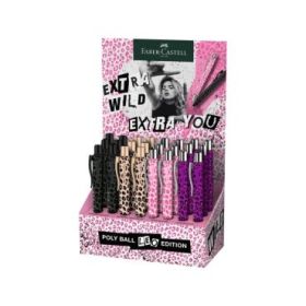 Faber-Castell Poly Ball Leo Edition 2026 Expositor con 24 Boligrafos Retractiles XB - Forma Triangular Ergonomica - Suave al Tac