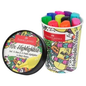 Faber-Castell Textliner 46 Neon Pack de 10 Marcadores Fluorescentes - Diseño del Pack Tarrina de Helado - Punta Biselada - Trazo