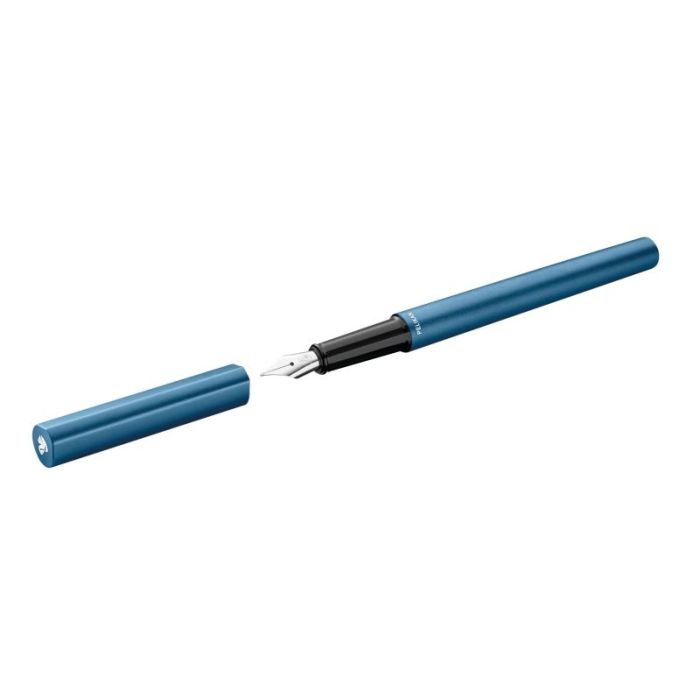 Pelikan Ineo Pluma Estilografica - Punta M - Caja Metalica - Aluminio Anodizado Satinado - Forma de Gota Antivuelco - Incluye Re