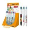 Bic 4 Colours Asterix Expositor con 30 Boligrafos de Bola Retractil Diseños Comic Asterix - Punta Media de 1.0mm - 3 Diseños Dif