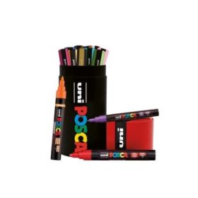 Posca Lata Metalica con 13 Marcadores de Pintura - 4x PC-5M, 5x PC-3M, 4x PC-5BR - Tinta Base al Agua - No Permanente - Resisten