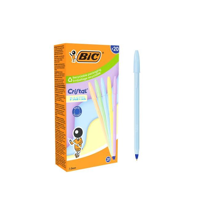 Bic Cristal Pastel Boligrafo de Bola - Cuerpo Opaco en Colores Pastel - Punta redonda de 1mm - Trazo 0.4mm - Tinta con Base de A