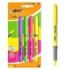 Bic Highlighter Grip Pack con 4 Marcadores Fluorescentes - Punta Biselada - Trazo entre 1.60 y 3.30 mm - Grip Texturizado - Colo
