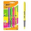 Bic Highlighter Grip Pack con 4 Marcadores Fluorescentes - Punta Biselada - Trazo entre 1.60 y 3.30 mm - Grip Texturizado - Colo