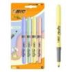 Bic Highlighter Grip Pack con 4 Marcadores Fluorescentes Pastel - Punta Biselada - Trazo entre 1.60 y 3.30 mm - Grip Texturizado