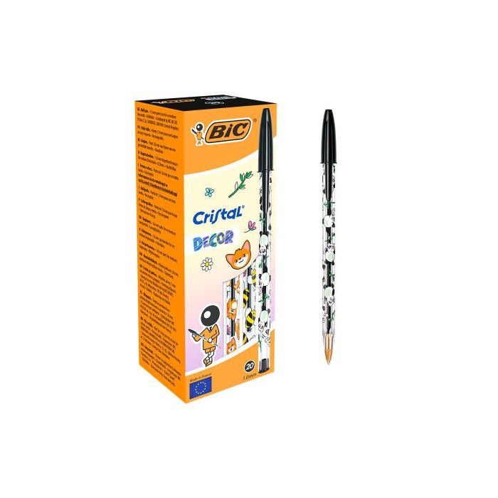 Bic Cristal Decor Kawaii Boligrafo de Bola - Cuerpo Transparente con Decoracion Kawaii - Punta redonda de 1mm - Trazo 0.4mm - Ti