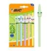 Bic Cristal Pastel Figurines Pack con 5 Boligrafos de Bola - Cuerpo Opaco en Colores Pastel con Figuras de Animales - Punta Redo