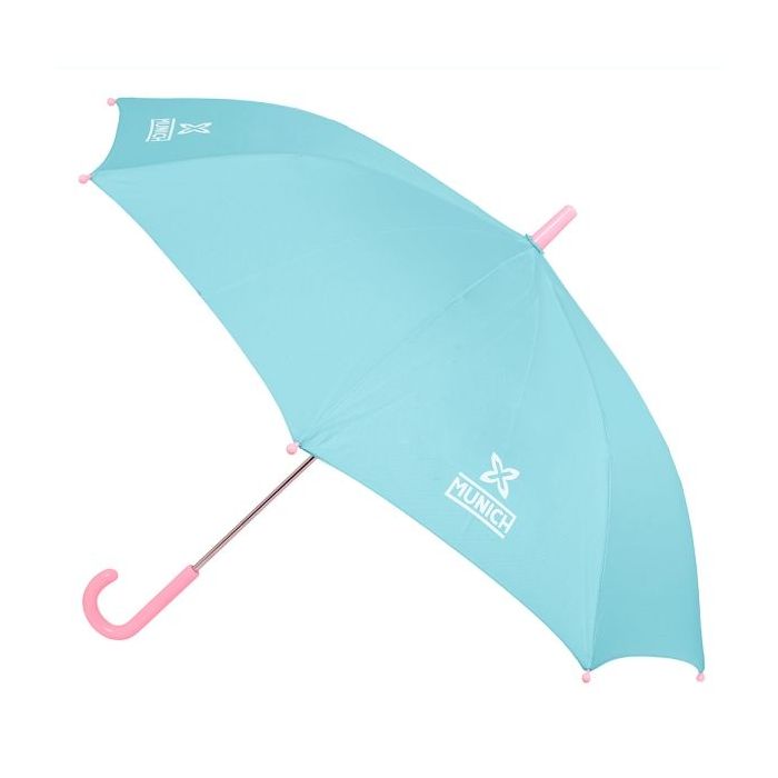 Safta Munich Heaven Paraguas Manual de 86cm - 8 Paneles - Asa y Punta de PVC - Poliester - Nervios de Acero de 8mm - Color Azul