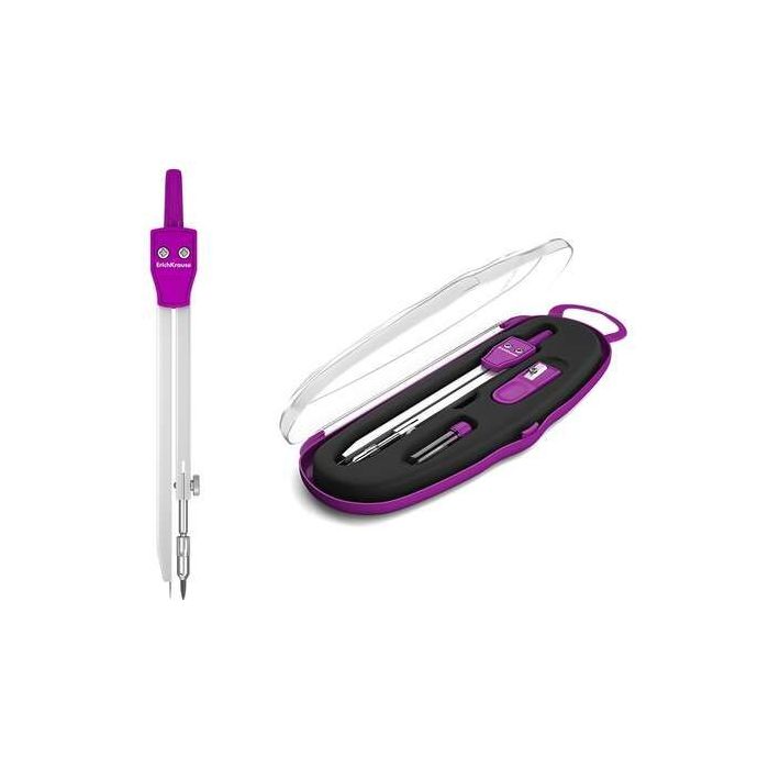 Erichkrause Compases Metalicos Conjunto de Instrumentos School 135mm - Radio Maximo 21 cm - Incluye Afilador y Mina de Recambio