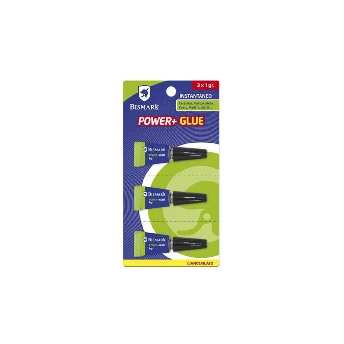 Bismark Power+ Glue Pack con 3 Tubos de Pegamento de Contacto - 3x 1gr - Se Aplica Facilmente
