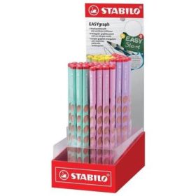 Stabilo Easygraph Pastel Expositor con 60 Lapices de Grafito - Para Uso Diestro y Zurdo - Mina HB de 3.15mm - Diseño Ergonomico