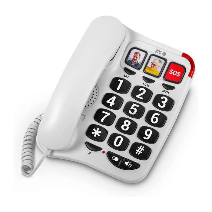 SPC Telefono Fijo para Personas Mayores - Teclas XXL - Llamadas con una Sola Pulsacion - Volumen de Timbre de 93Db - Compatible