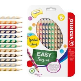 Stabilo Easycolors Special Colors Pack con 12 Lapices de Colores Ergonomicos + Sacapuntas - Mina de 4.2mm - Forma Triangular - U