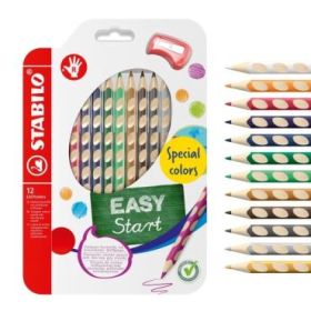 Stabilo Easycolors Special Colors Pack con 12 Lapices de Colores Ergonomicos + Sacapuntas - Mina de 4.2mm - Forma Triangular - U