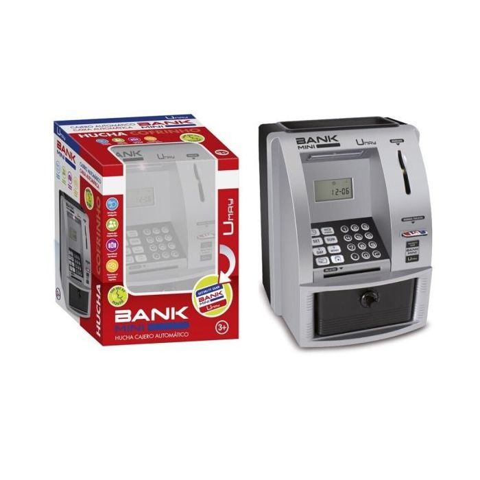 Umay Hucha Electronica Diseño Cajero Automatico - Contraseña Numerica y Mini Tarjeta de Credito - Cajon Extraible