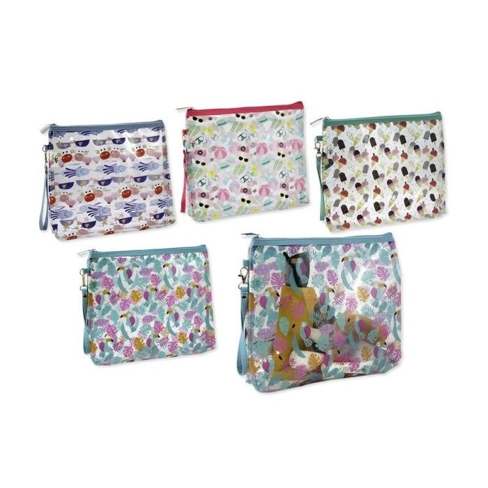 Lagart Good Time Neceser Transparente - Asa de Transporte - Fabricado en PVC - Medidas 25x30x6cm - Diseños Surtidos