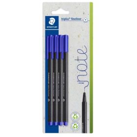 Staedtler Triplus Fineliner 334 Pack de 4 Rotuladores de Punta Fina - Trazo de 0.3mm aprox. - Tinta Antisecado a Base de Agua -