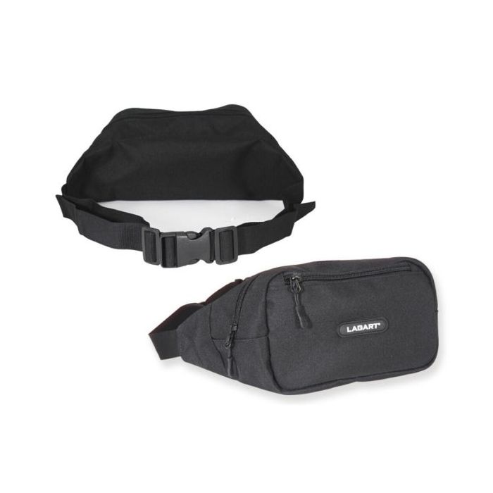 Lagart Riñonera Fabricada en Poliester 900D - Varios Bolsillos - Cinta Ajustable - Medidas 26x15x8cm - Color Negro