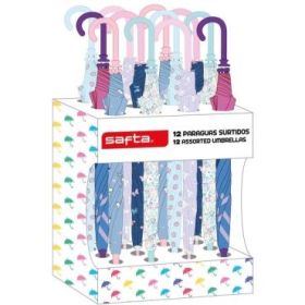 Safta Expositor con 12 Paraguas Infantiles - 410x200x330mm - Colores Surtidos