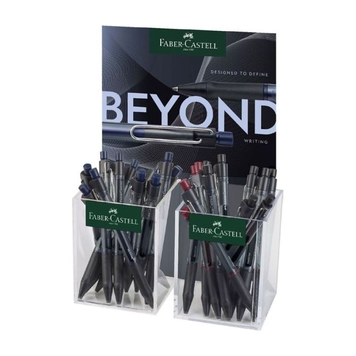 Faber-Castell Beyond Gel Expositor con 24 Boligrafos Retractiles - Punta 0.7mm - Trazo de 0.4mm - Grip de Agarre - Colores Surti