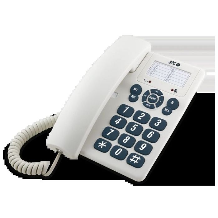 SPC Original Telefono Fijo Teclas Extragrandes - Diferentes Niveles de Timbre - 3 Memorias Directas - Para Mesa y Pared - Color