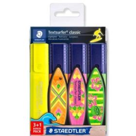 Staedtler Textsurfer Classic 364 Pack de 4 Marcadores Fluorescentes - Secado Rapido - Trazo 1 - 5mm Aprox - Colores Surtidos