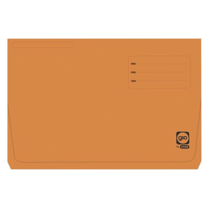 Gio By Elba Subcarpeta con Bolsa y Solapa Folio Naranja - Resistente Cartulina de 320gr - Bolsa y Solapa para Mayor Proteccion -