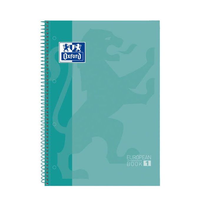 Oxford Europeanbook 1 Cuaderno Espiral Formato A4+ Cuadriculado 5x5mm - 80 Hojas - Banda de Color - Tapa Extradura Brillante - C