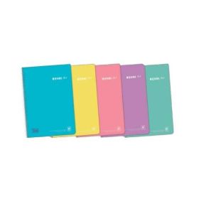 Enri Plus Cuaderno Espiral Formato Folio Cuadriculado 4x4mm - 80 Hojas 90gr con Margen - Cubierta de Plastico - Colores Pastel S