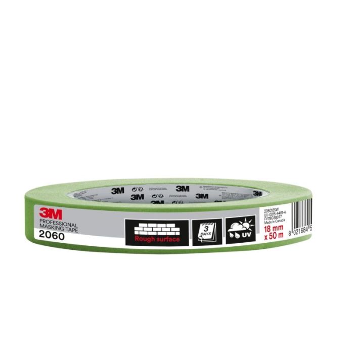3M Cinta de Enmascarar Profesional para Superficies Rugosas - 18mm x 50m - Color Verde