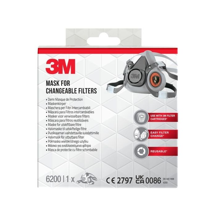 3M Mascarilla para Filtros Intercambiables 6200BC1 - Color Gris