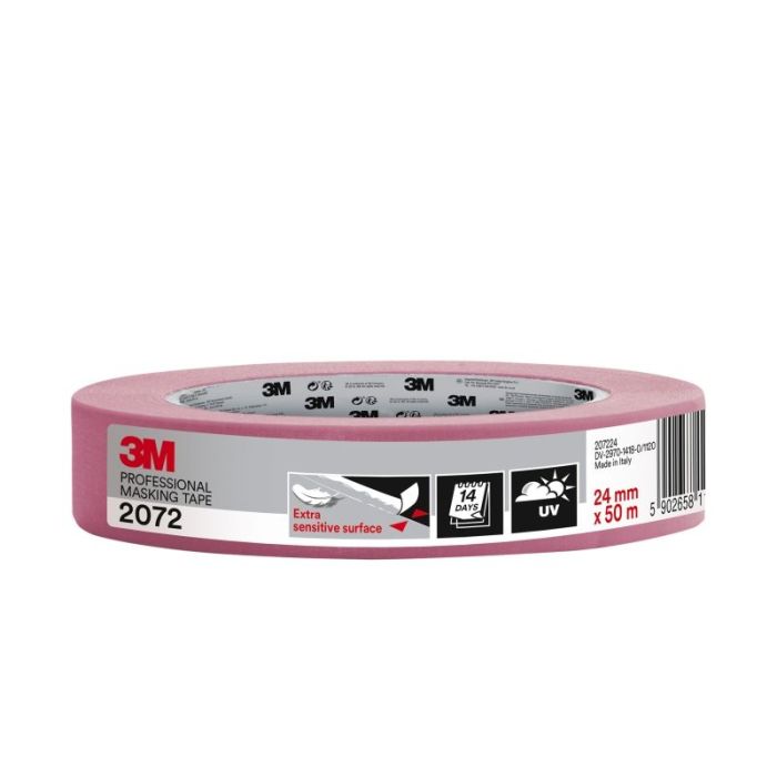 3M Cinta de Enmascarar para Superficies Delicadas - 24mm x 50m - Color Rosa