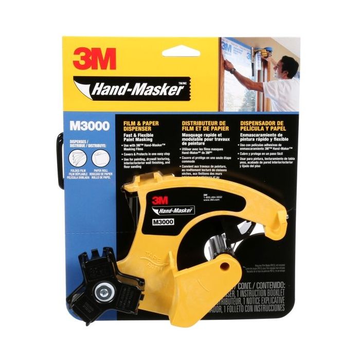 3M Hand-Masker Dispensador de Cinta de Enmascarar - Cuchilla No Incluida - Facil Aplicacion - Color Negro/Amarillo