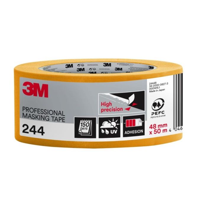 3M Cinta de Enmascarar Profesional - Multisuperficie - 48mm x 50m - 100% PEFC - Color Naranja
