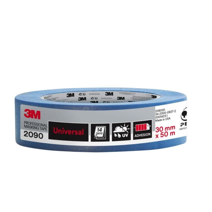 3M Cinta de Enmascarar Profesional - 30mm x 50m - 100% PEFC - Multisuperficie - Color Azul