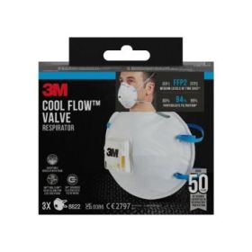 3M Cool Flow Pack de 3 Mascarillas para Particulas FFP2 - Desechable - con Valvula - para Niveles Medios de Particulas - Color B