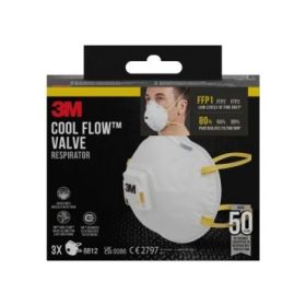 3M Cool Flow Pack de 3 Mascarillas para Particulas FFP1 - Desechable - con Valvula - para Niveles Bajos de Particulas - Color Bl