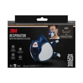 3M Mascarilla de Media Cara - Filtros Integrados - Proteccion Contra Vapores Organicos - Reutilizable - Color Azul/Blanco