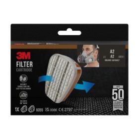 3M Filtros de Repuesto para Mascara de Media Cara - Proteccion Contra Vapores Organicos A2 - Color Gris