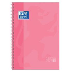 Oxford Europeanbook 1 Cuaderno Espiral Formato A4+ Cuadriculado 5x5mm - 80 Hojas - Banda de Color - Tapa Extradura Brillante - C