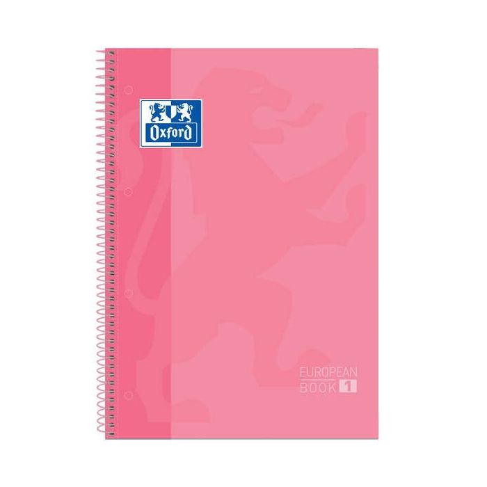 Oxford Europeanbook 1 Cuaderno Espiral Formato A4+ Cuadriculado 5x5mm - 80 Hojas - Banda de Color - Tapa Extradura Brillante - C