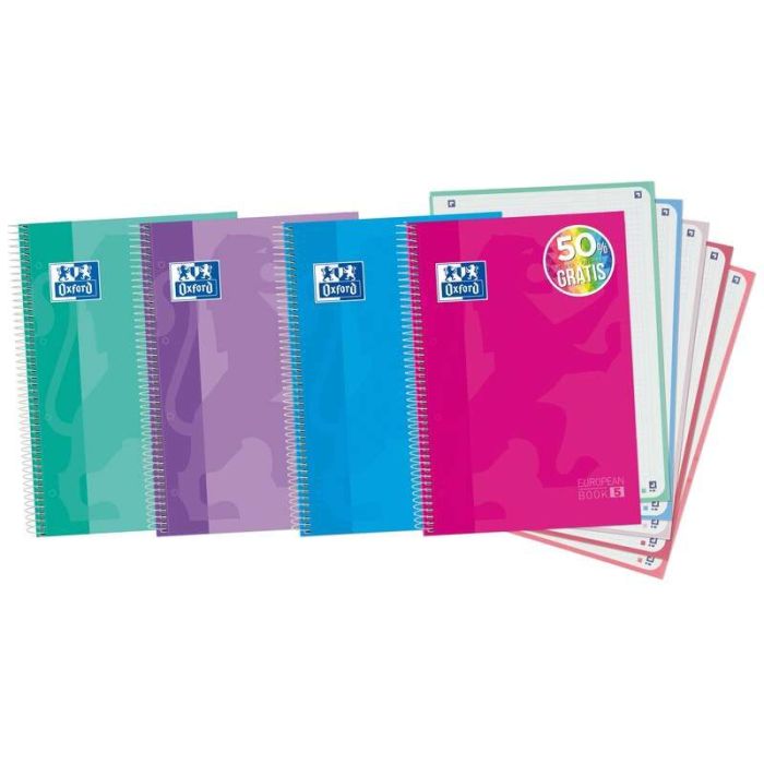 Oxford Europeanbook 5 Cuaderno Espiral Formato A4+ Cuadriculado 5x5mm - 120 Hojas - Tapa Extradura acabado Brillante - 5 Bandas